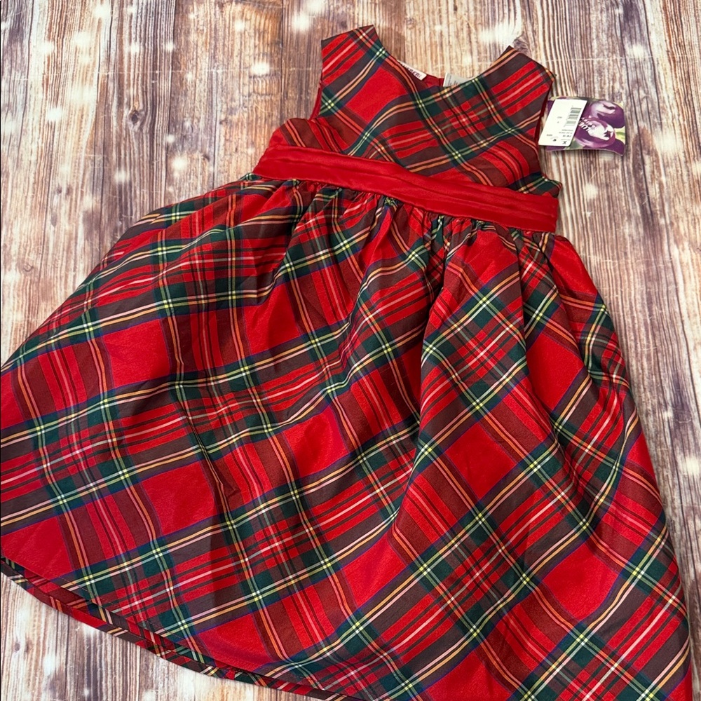 NWT Blueberi Boulevard red and green tartan dress size 6